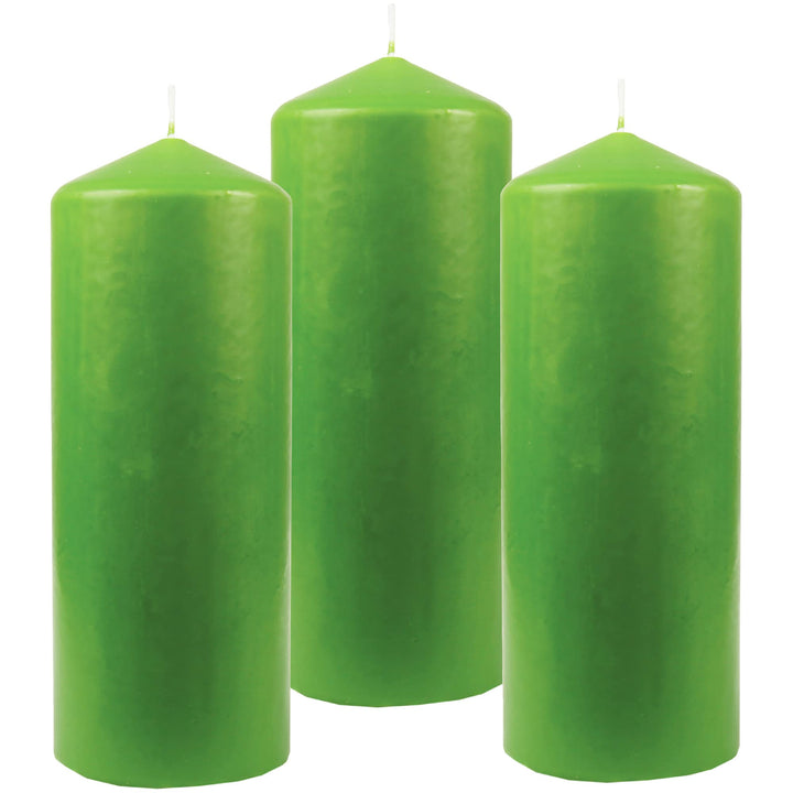 Stumpenkerzen Wachskerzen Ø6cm x 17cm (3er Pack) Limette - Lange Brenndauer, Hergestellt in EU, Kerz