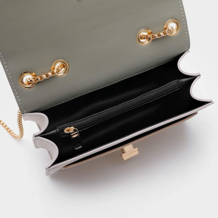 Umhängetasche Damen Leder Kette Schulterriemen Designer Color-Blocking Mode Handtasche, Tasche Schul