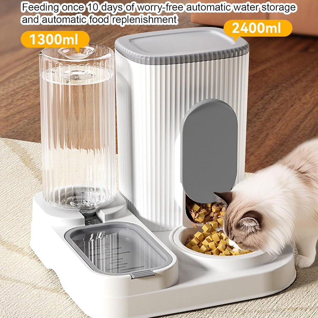 Automatischer Futterspender für Katzen, 2-in-1 Futterstation für Haustiere, Trockenfutterspender mit