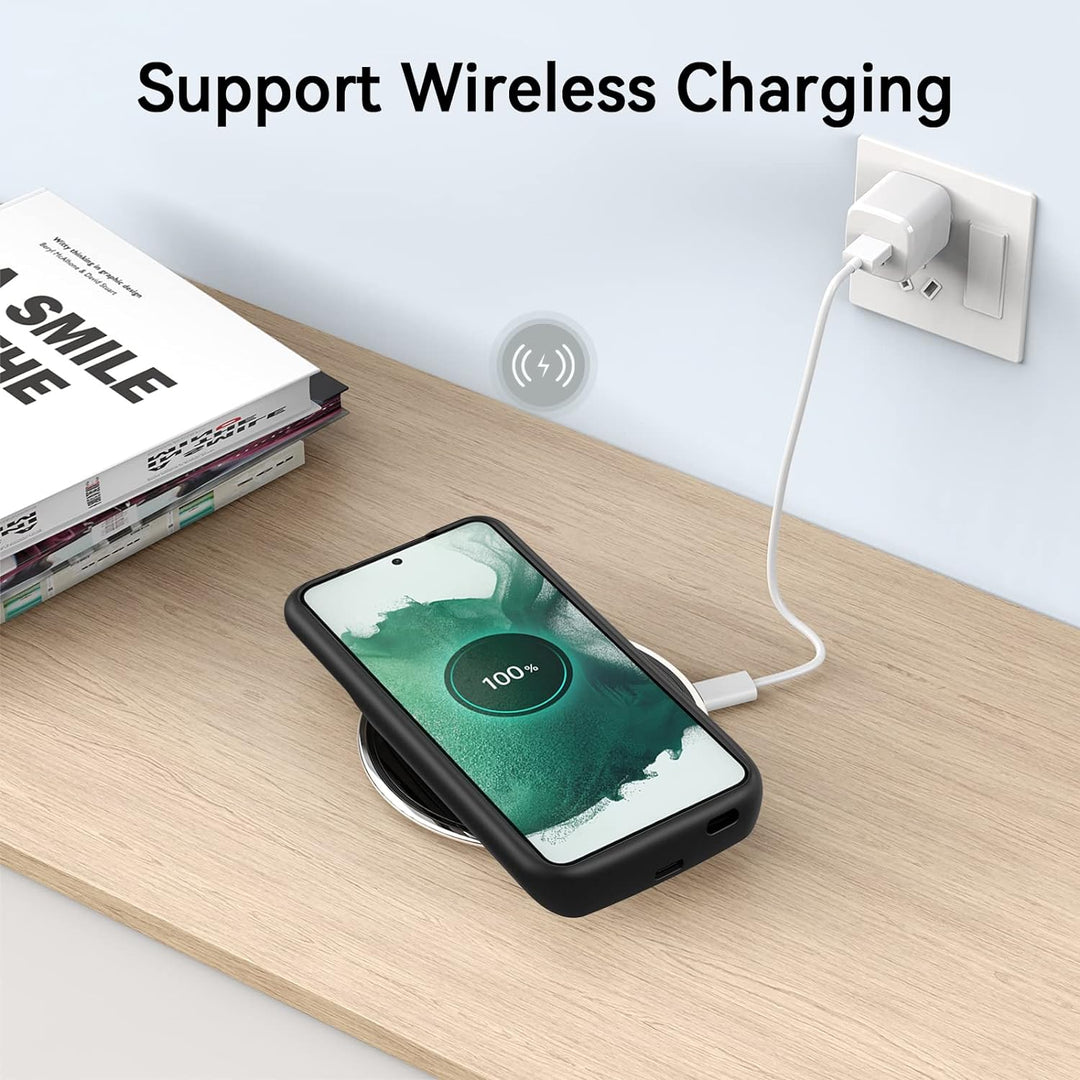 NEWDERY Akku Hülle Für Samsung Galaxy S22, Unterstützt 18W QC und Qi Kabelloses Laden, 4700 mAh Schl