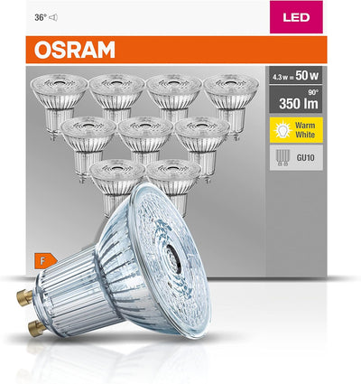 Osram Base PAR16 LED-Reflektorlampe mit GU10-Sockel, 4.3 W, Warmweiss, 10 Stück (1er Pack) 50W 10 Pa