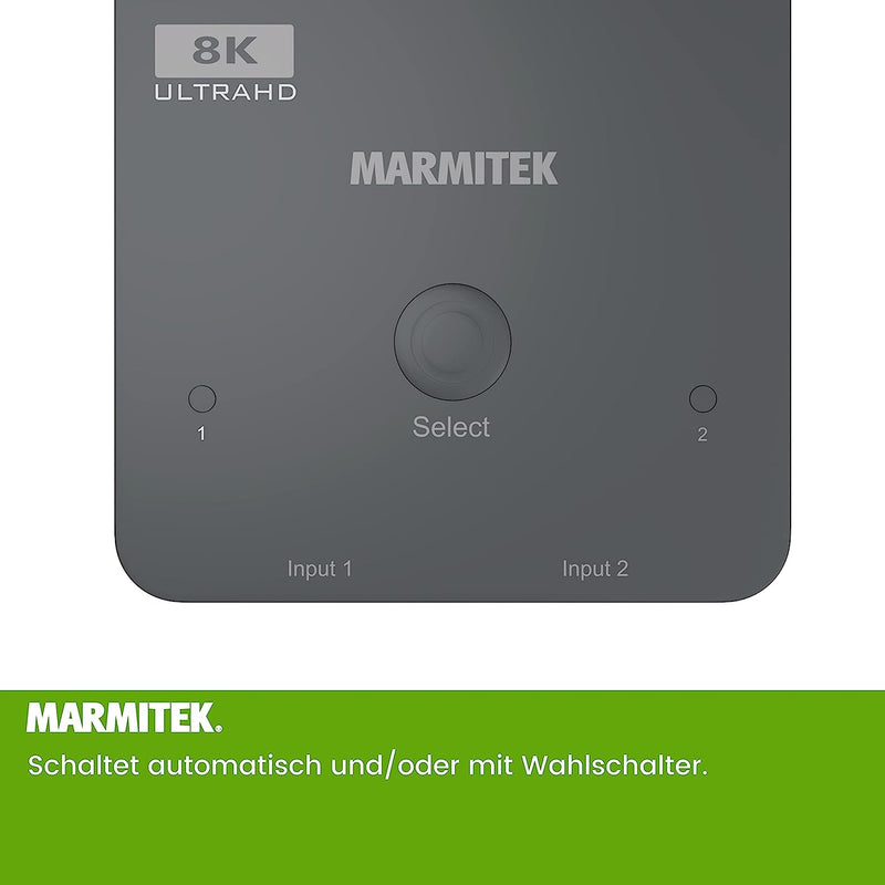 HDMI 2.1 Switch - Marmitek AS28 - 8K HDMI switch - 4K 120Hz - HDR - 2 ein / 1 aus - HDMI Switch 4K 1