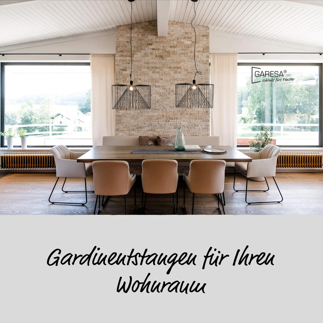 Garesa Gardinenstange Andrea Ø 20mm, 2-läufig, Chrom I Stabile Vorhangstange inkl. Ringe + Faltenleg