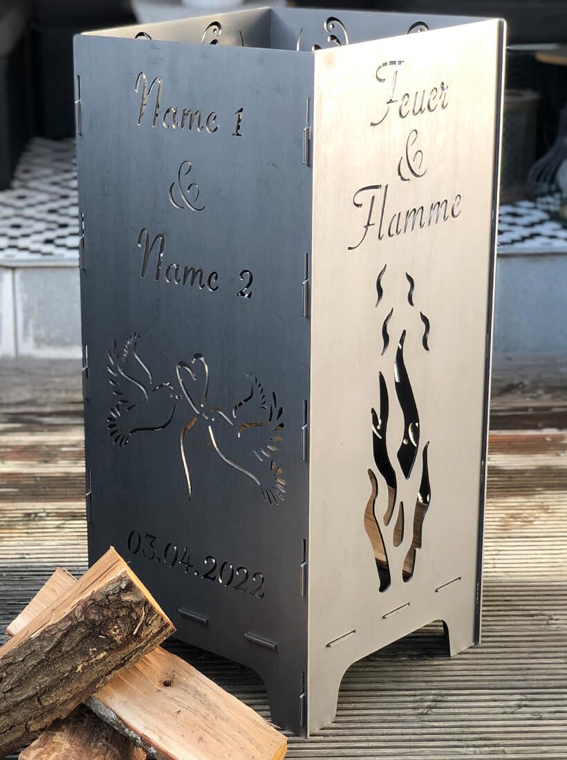 EXTRAVAGANT® Feuertonne Hochzeit Hochzeitsgeschenk PERSONALISIERT Namen Brautpaar Geschenk individue