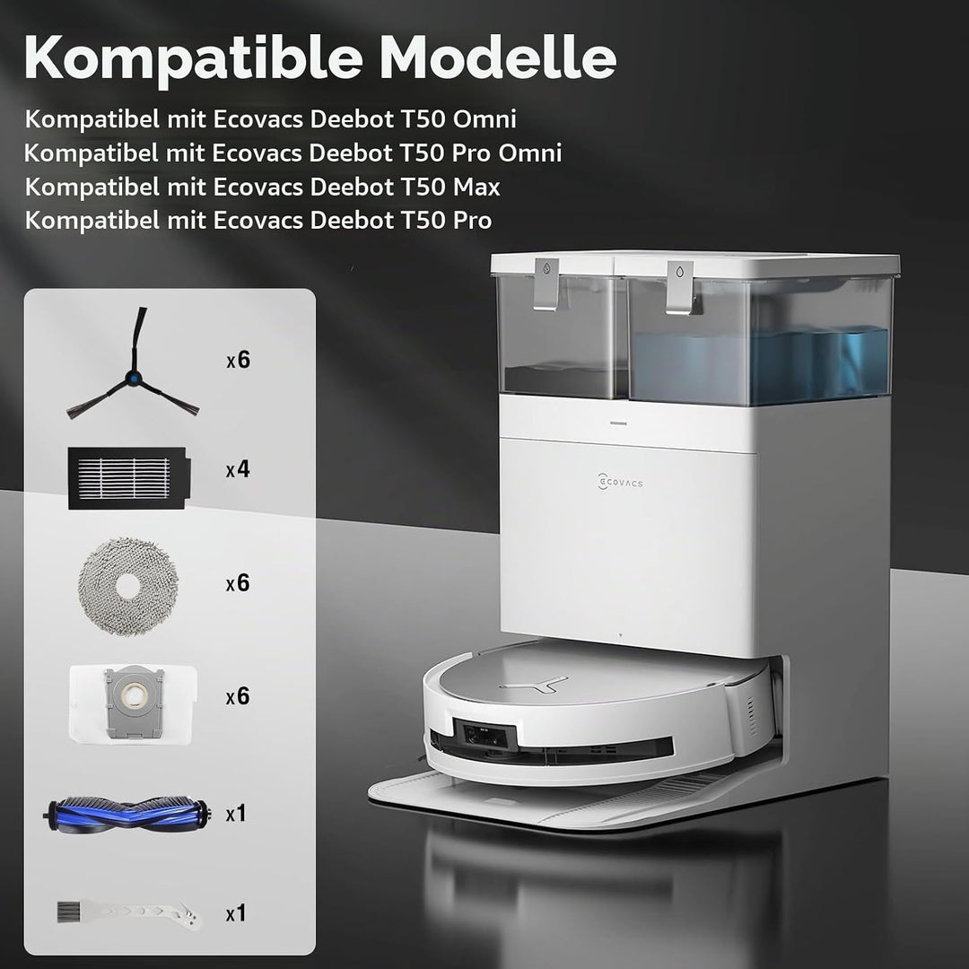 Zubehör Kompatibel mit Ecovacs Deebot T50 Pro Omni / T50 Omni /T50 Max /T50 Pro Staubsauger Ersatzte