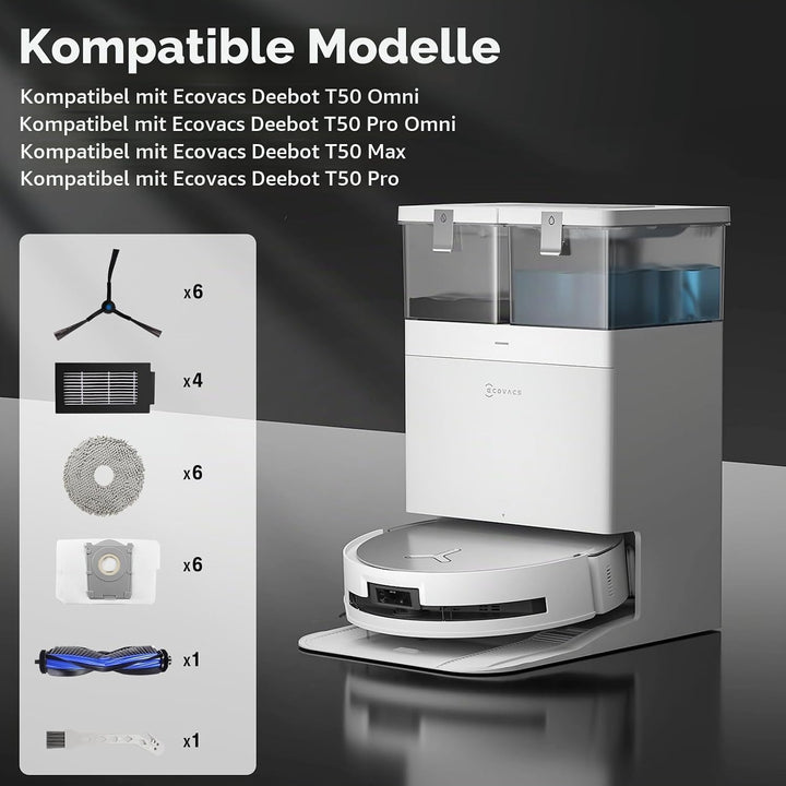 Zubehör Kompatibel mit Ecovacs Deebot T50 Pro Omni / T50 Omni /T50 Max /T50 Pro Staubsauger Ersatzte