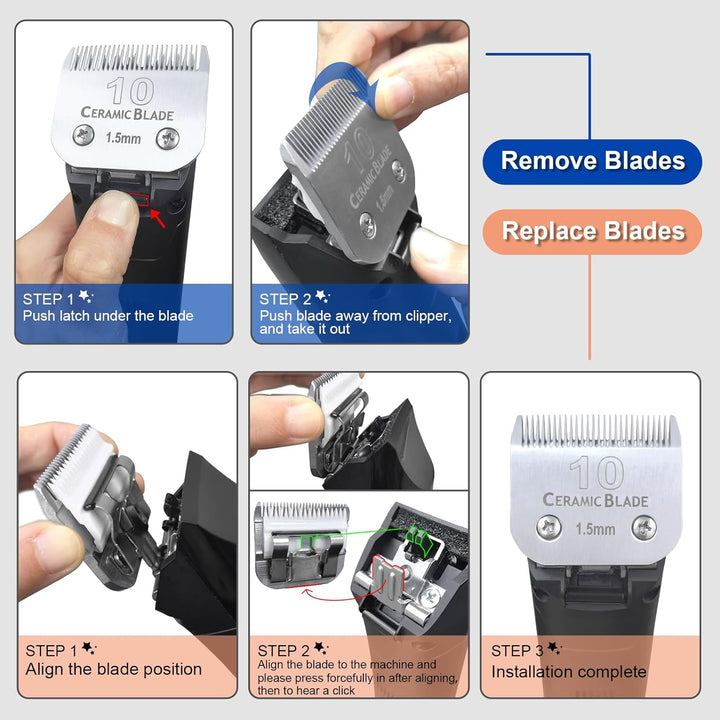 BESTBOMG 2 Stück Ersatzmesser für die Fellpflege von Heiniger/Moser Max45/Andis/Oster A5, Grösse 10#