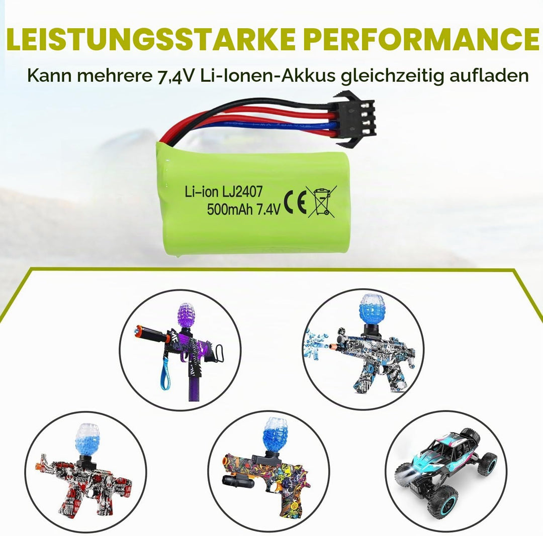 2PCS 7.4V 500mAh SM-4P Plug Lithium Akku für EC16 DE85 RC Boot/Schiffsmodell/Automodell