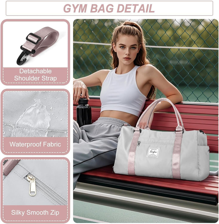 HYC00 Sport Duffel Bag Damen Handgepäck Sporttasche für Damen Herren mit Nassfach &amp; Schuhfach, Reise