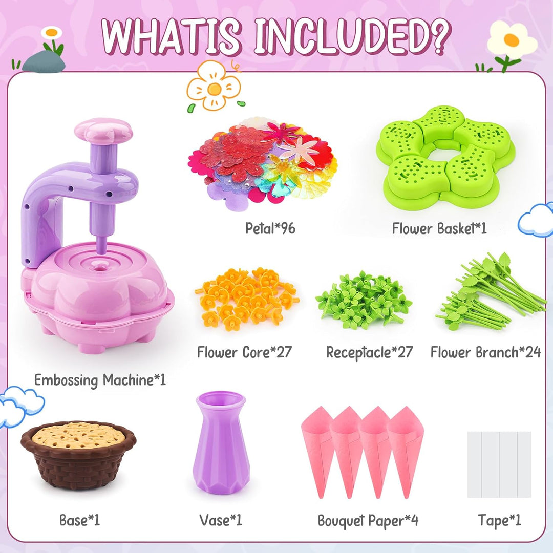 CENOVE Bastelset Kinder ab 4 5 6 7 8 9 10 Jahre, Blumen Basteln Spielzeug mit Blumenmaschine, DIY Mä