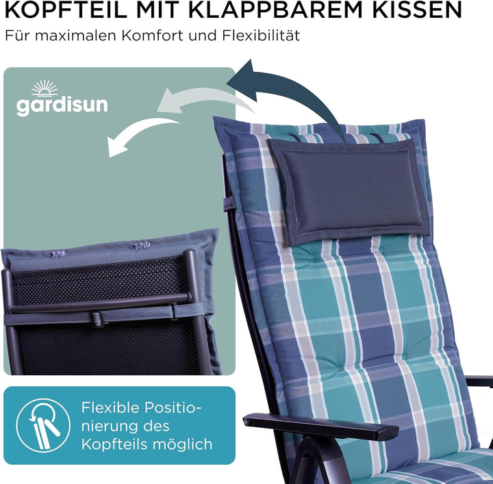 gardisun Gartenstuhlauflagen Hochlehner mit Kopfteil I Extra Dicke Sitzauflagen I Made in Europe I P