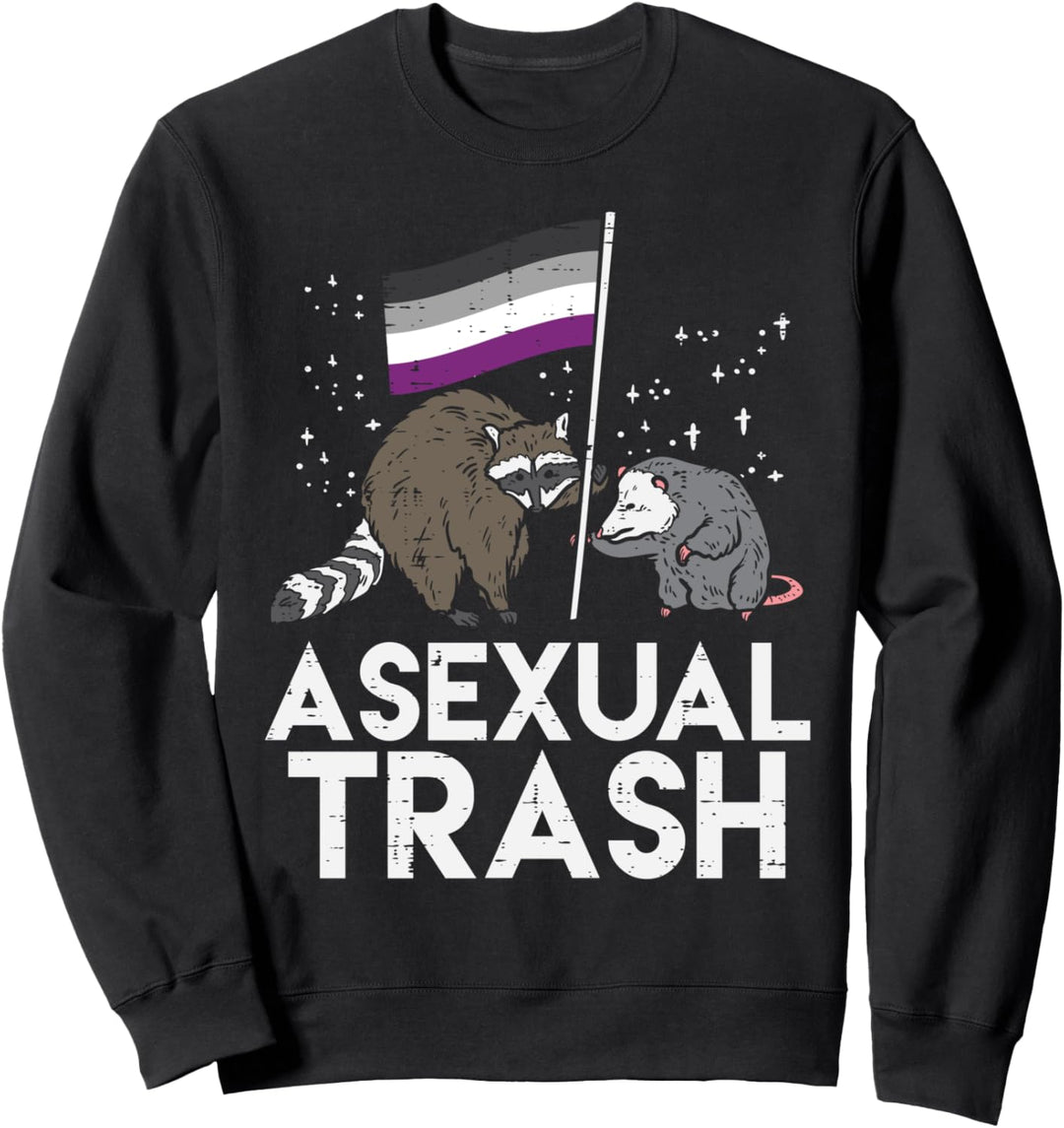 Asexual Trash Raccoon Opossum Asexual Flag Ace Pride LGBTQ Sweatshirt