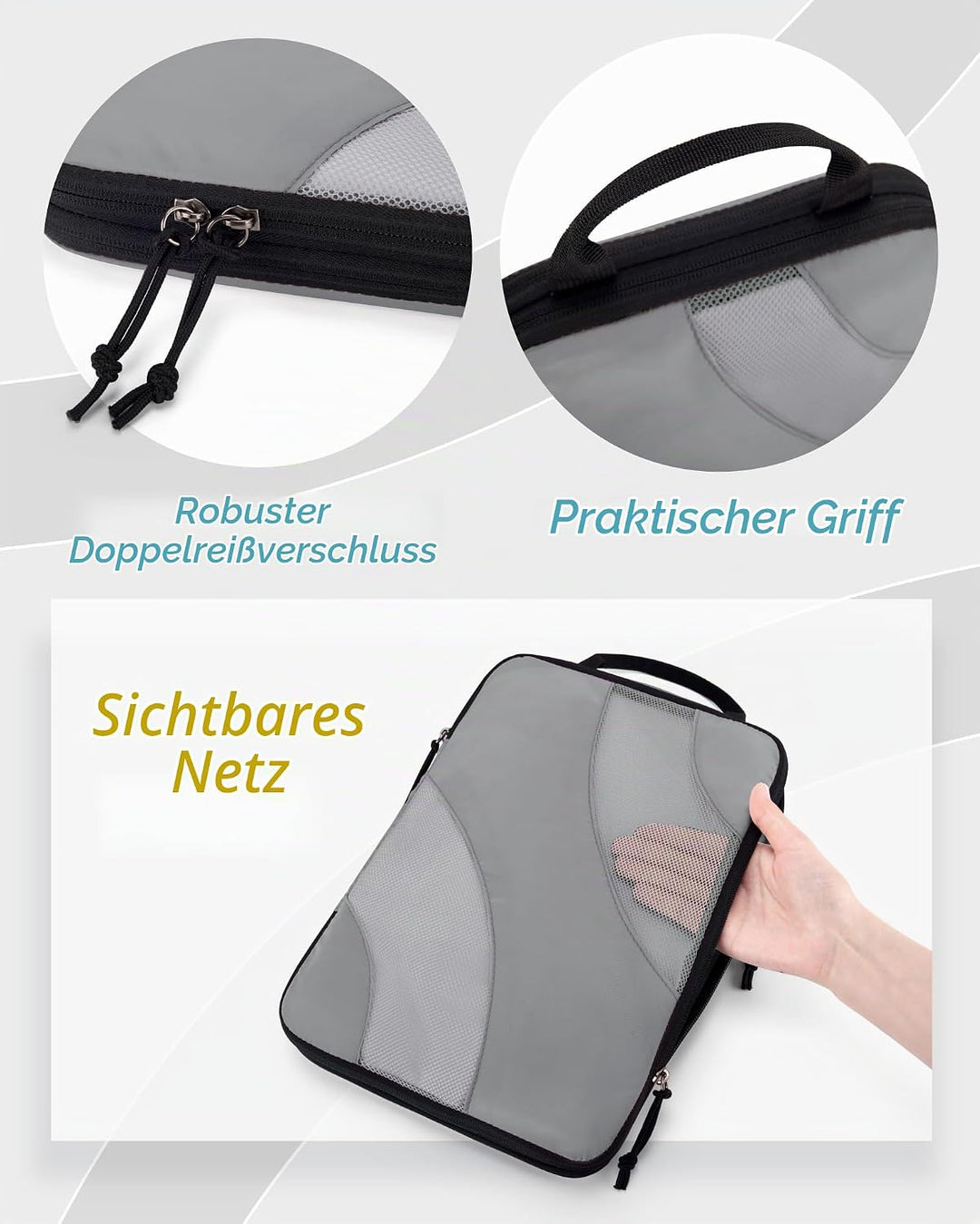 BAGSMART Packing Cubes Compression 6 Stück, Packwürfel Kompression Koffer Organizer Set, Travel Esse