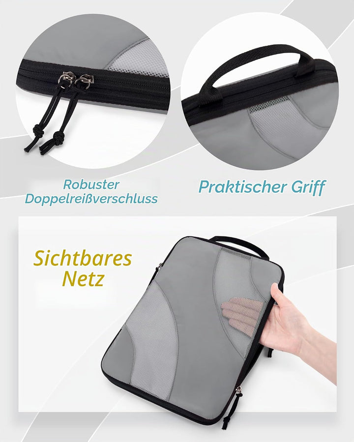 BAGSMART Packing Cubes Compression 6 Stück, Packwürfel Kompression Koffer Organizer Set, Travel Esse
