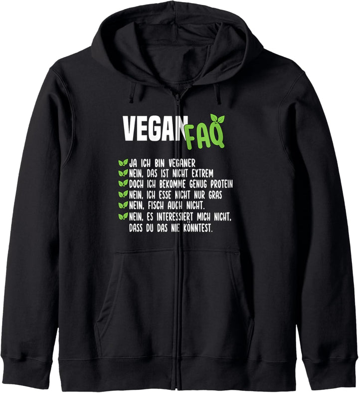 Funny Vegan FAQ Lustiges Veganer Kapuzenjacke