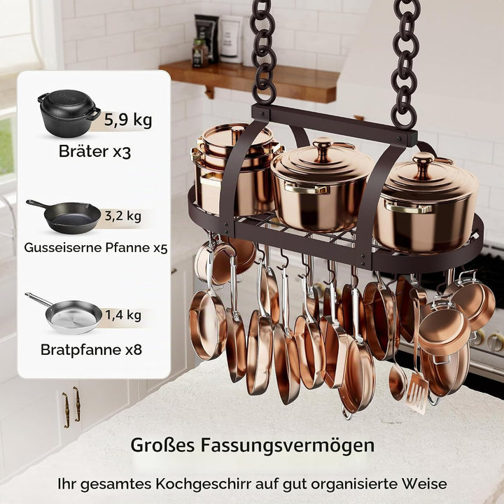 KES 85x39cm Ölbronze Topfhalter Pfannenhalter Hängeregal Küche Topfregal Deckenregal Hängend Küchenr