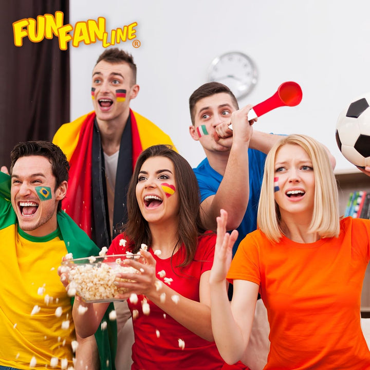FUN FAN LINE - Pack x3 Plastik Vuvuzela Trompeten. Zubehör für Fussball- und Sportfeste. Geräuschvol