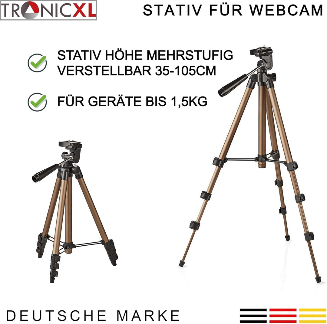 TronicXL 1,05m Tripod 19W Stativ für Webcam kompatibel mit Logitech C920 Brio 4K C925e C922x C922 C9
