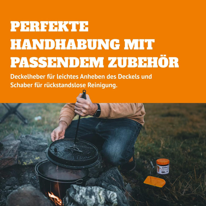 Petromax Feuertopf Starterset ft9 (Dutch Oven mit Standfüssen) inkl. Deckelheber + Tasche + Pflegepa