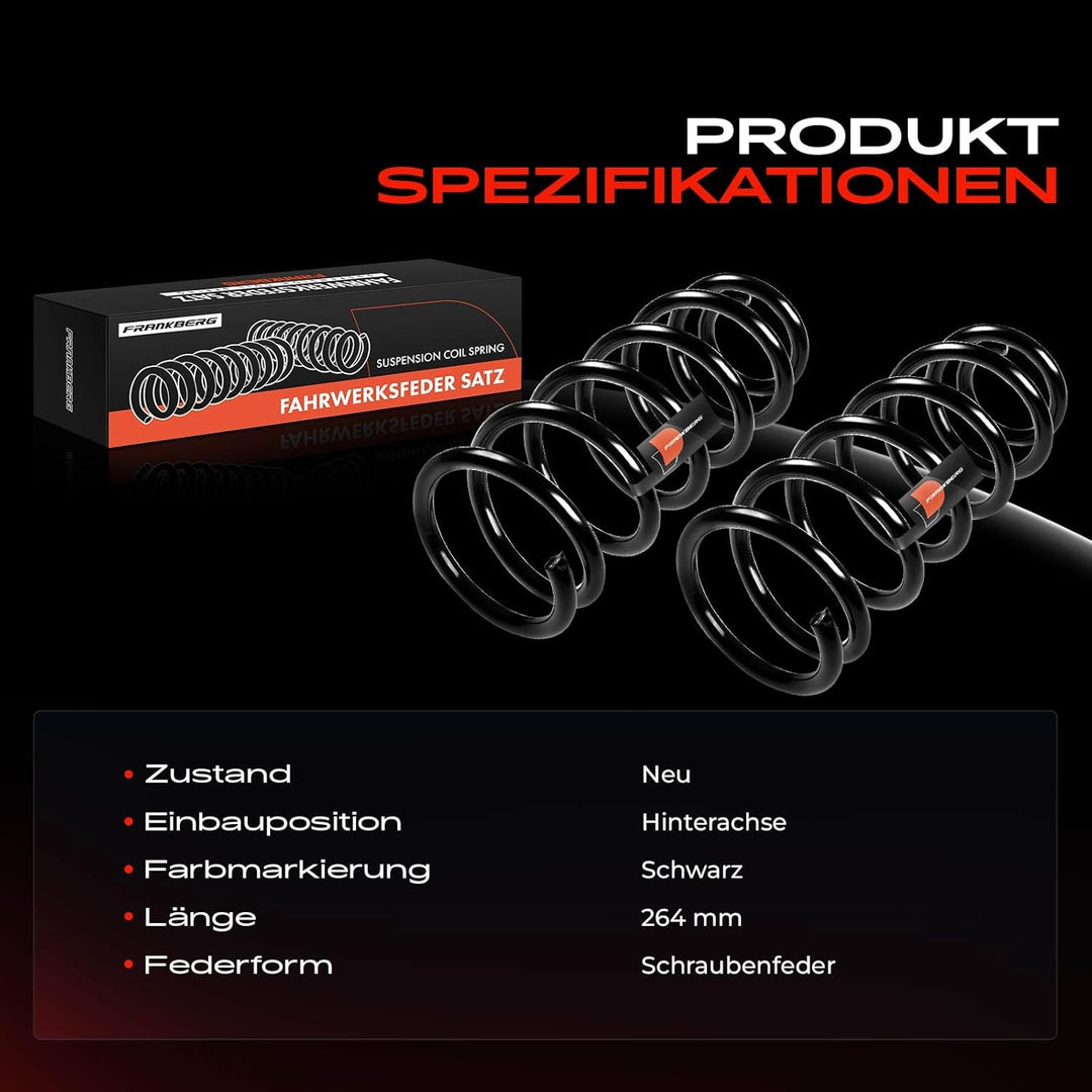 Frankberg 2x Federn Fahrwerksfeder Hinterachse Kompatibel mit M-i-n-i R56 R50 R53 2003-2013 M-i-n-i