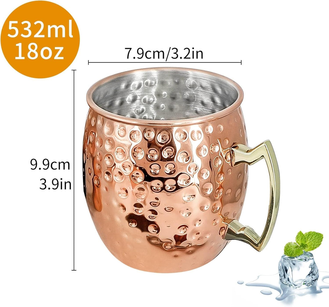 SuproBarware Moscow Mule Kupferbecher, Set mit 2 Moscow Mule-Bechern, Edelstahlbecher, 530 ml, leben