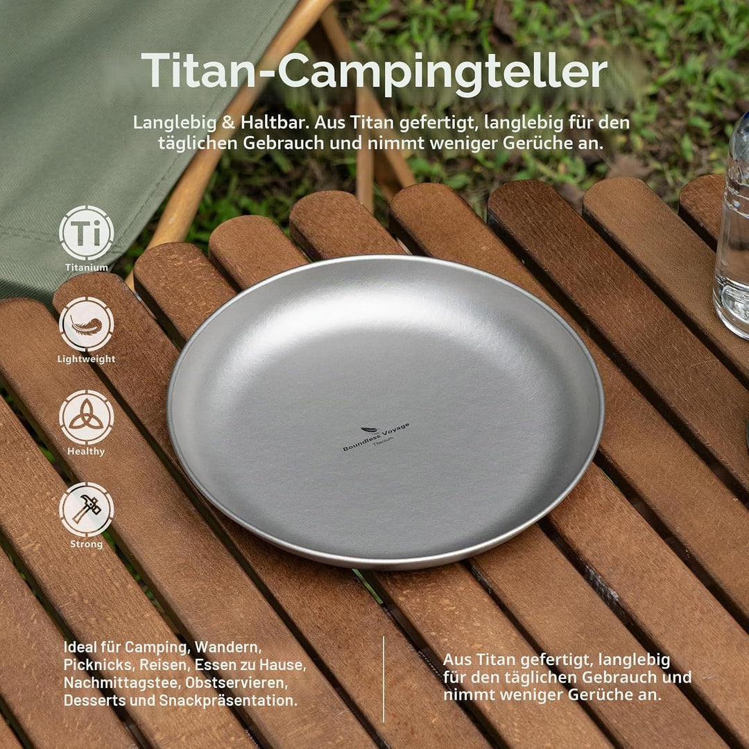 iBasingo Camping Titan Teller 18.5cm Servier Teller Party Ultraleichte Outdoor Picknick Metall Gesch
