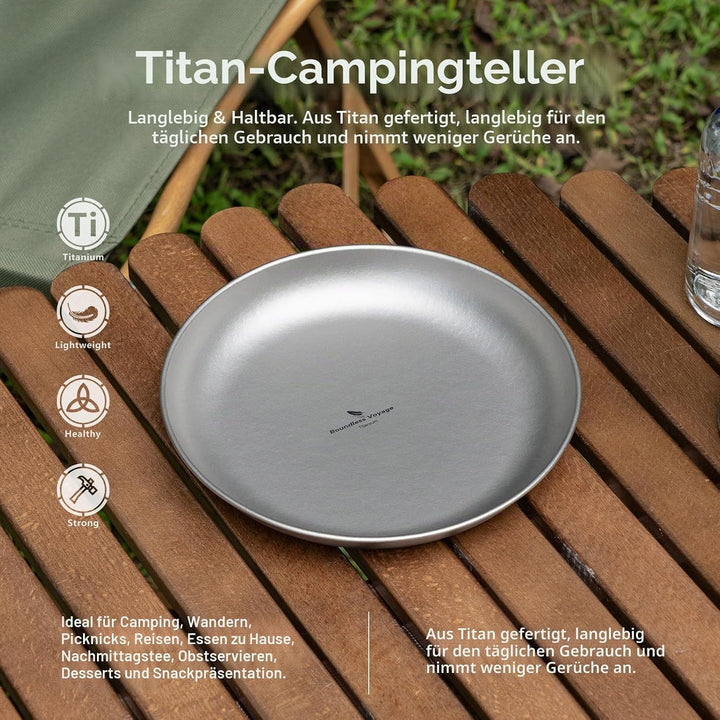 iBasingo Camping Titan Teller 18.5cm Servier Teller Party Ultraleichte Outdoor Picknick Metall Gesch