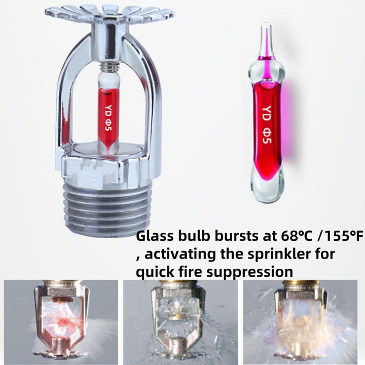 5 Stück 68 ℃/155 ℉ DN20 Upright Type Sprinkler Feuer Sprinklerkopf Feuersprinklerkopf Fire Sprinkler