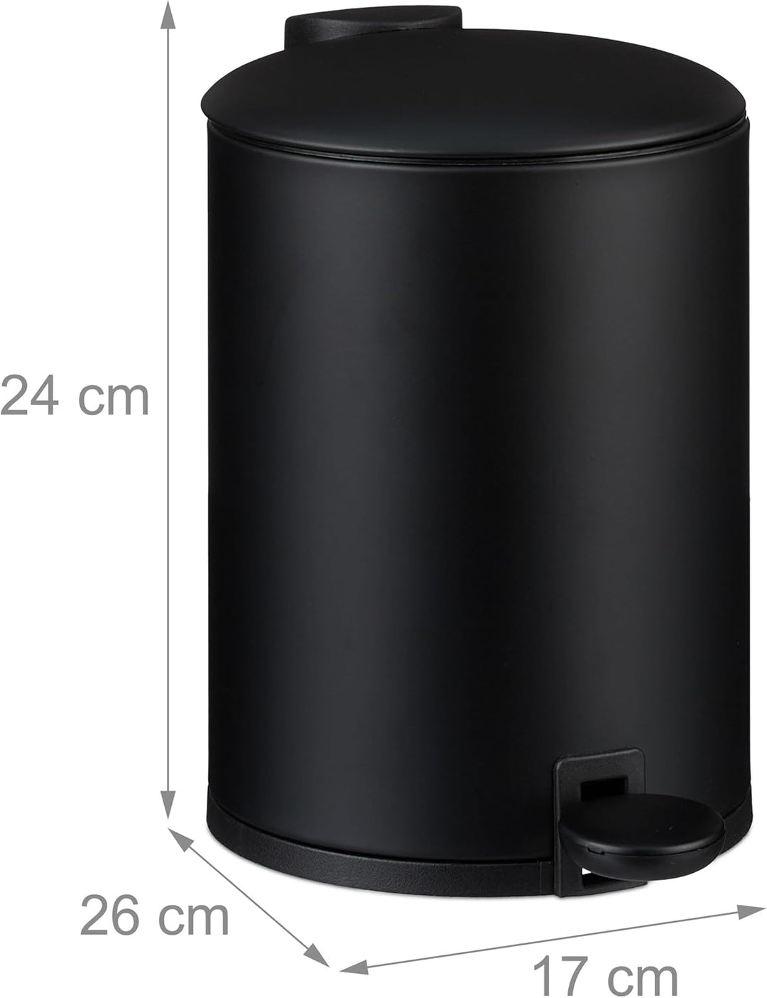 Relaxdays Mülleimer Bad, 3 l, Kosmetikeimer mit Soft-Close, matte Optik, entnehmbarer Inneneimer, Tr