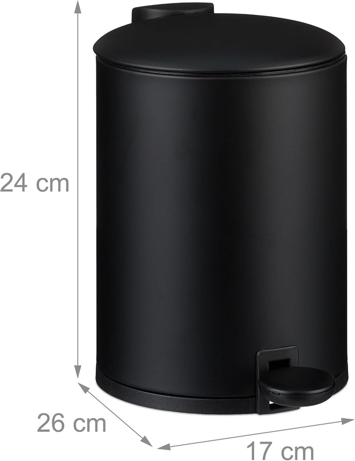 Relaxdays Mülleimer Bad, 3 l, Kosmetikeimer mit Soft-Close, matte Optik, entnehmbarer Inneneimer, Tr