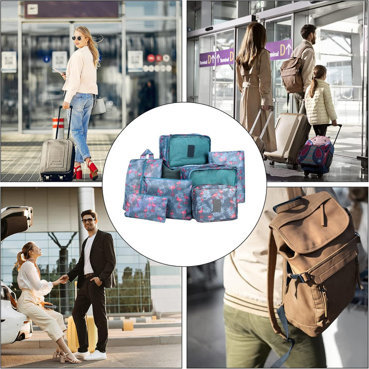 Coolzon Packing Cubes Koffer Organizer, 8 Stück Kofferorganizer Packtaschen Packwürfel mit Schuhbeut