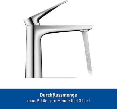 Duravit Tulum Waschtischarmatur, Grösse M (Auslauf Höhe 122 mm), Wasserhahn Bad mit Zugstangen-Ablau