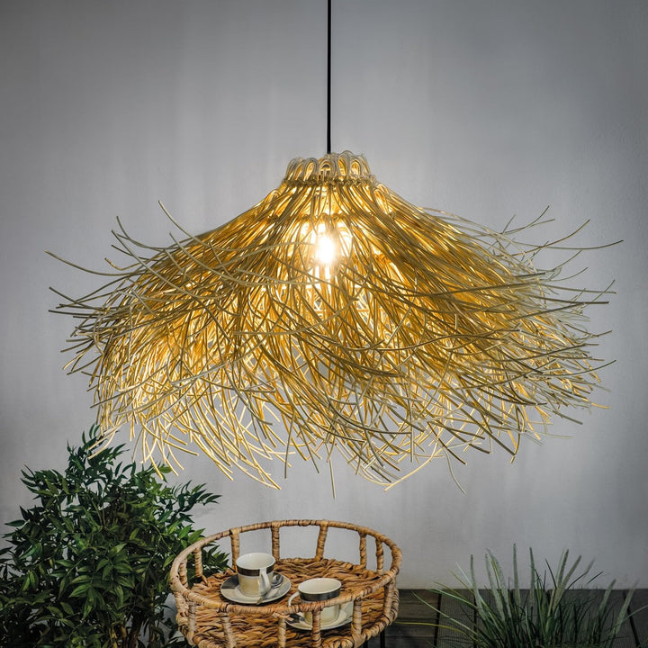 Esotec Solar LED Hängeleuchte Alexandria, Boho Stil, Polyrattan, Solarlampe, Wintergarten, LED-Lampe