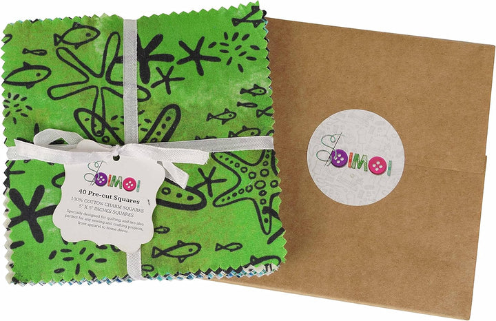 Soimoi Strand Drucken Vorausdruck 5,Zoll-Baumwoll-Stoff-Quilting-Quadrate Charme Pack Diy Patchwork