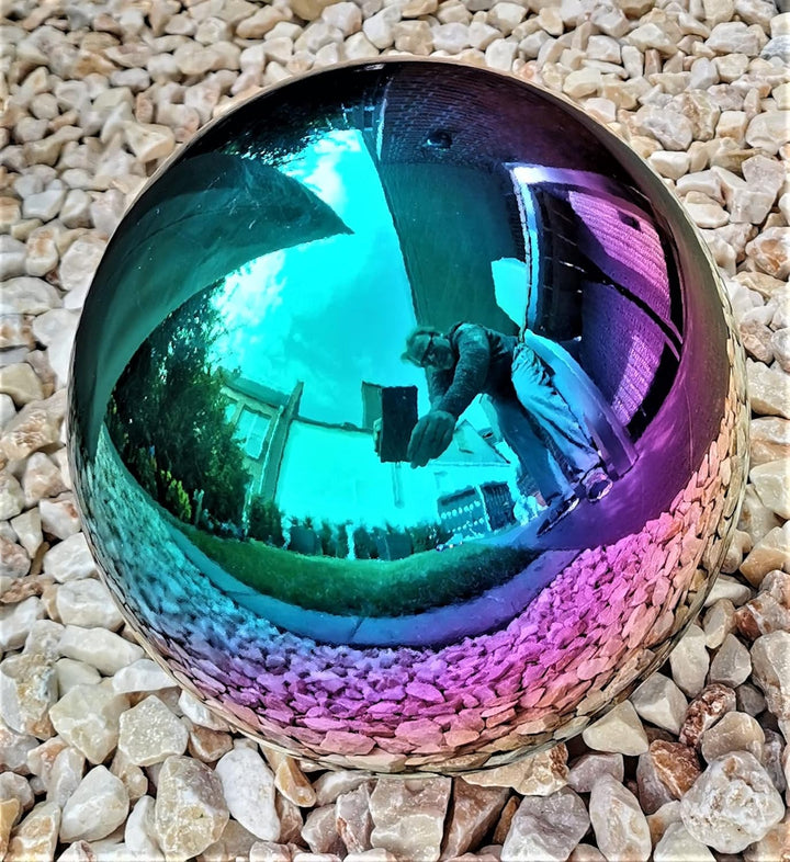 Dekokugel aus Edelstahl 30 cm Edelstahl Rainbow poliert Dekorationskugel Edelstahlkugel