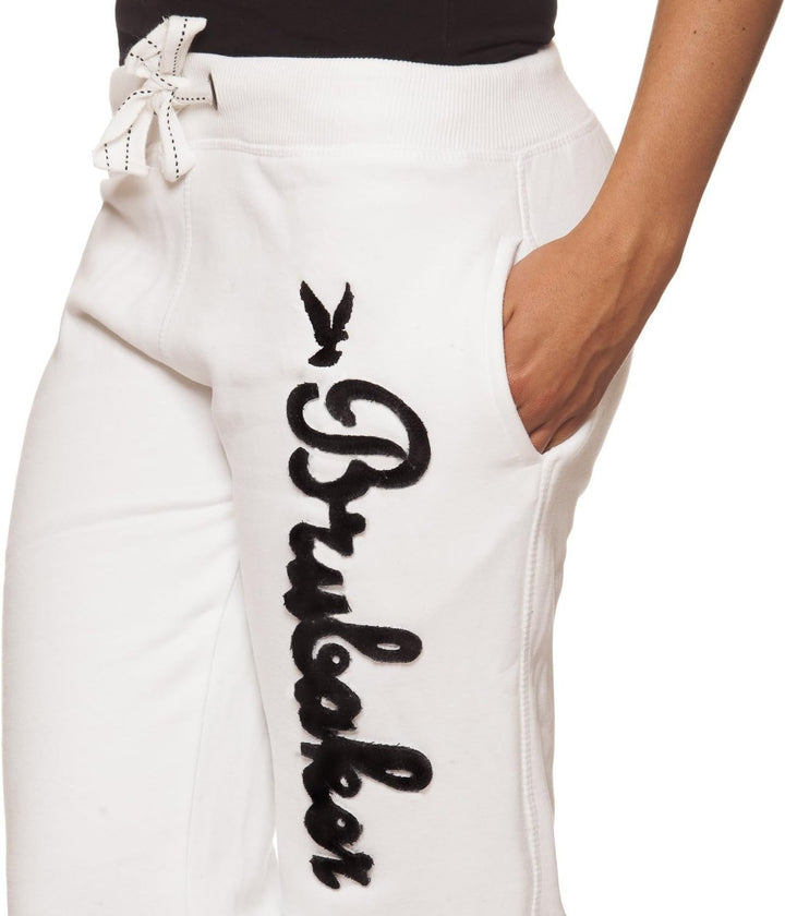 BRUBAKER N.Y. Eagle American Style Damen Fitness Workout Hose Jogginghose 6 Farben Gr. S-XL L Weiss,