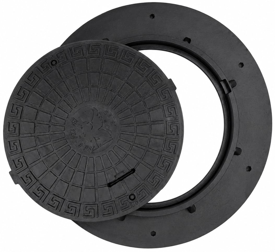 BABYLONPLAST Schachtabdeckung Ø 1100 mm, Schachtdeckel DN1100/600, 10 kN - Hochbelastbarer Kunststof