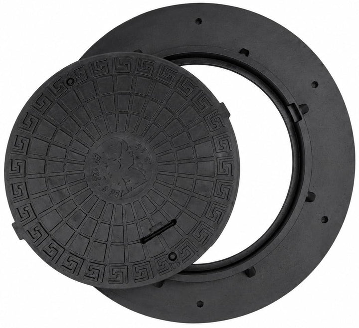 BABYLONPLAST Schachtabdeckung Ø 1100 mm, Schachtdeckel DN1100/600, 10 kN - Hochbelastbarer Kunststof