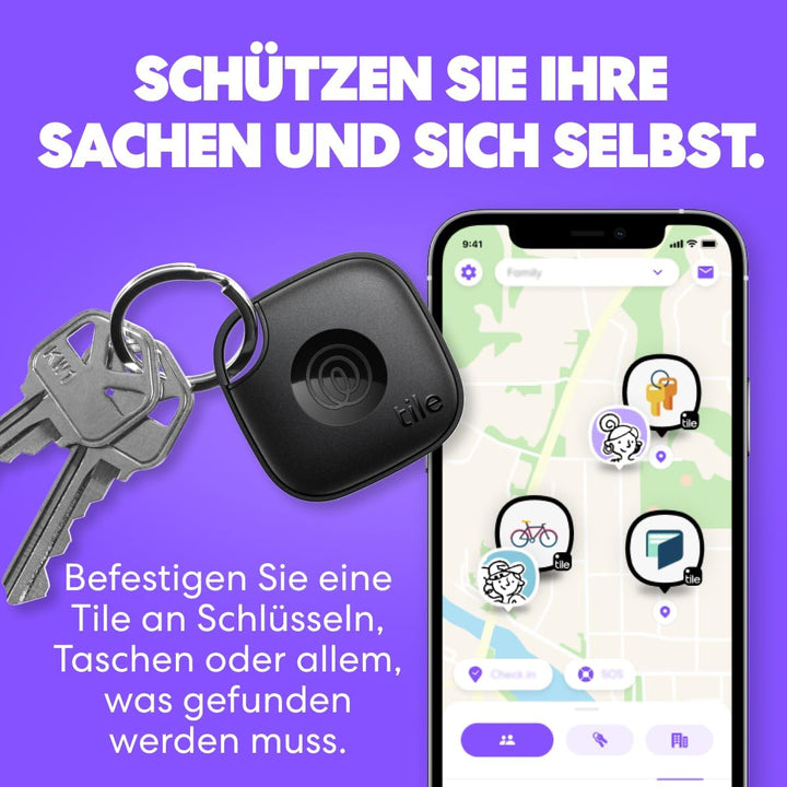 Tile by Life360 Mate - Bluetooth-Tracker, Schlüssel- und Gegenstandsfinder für Schlüssel, Taschen un