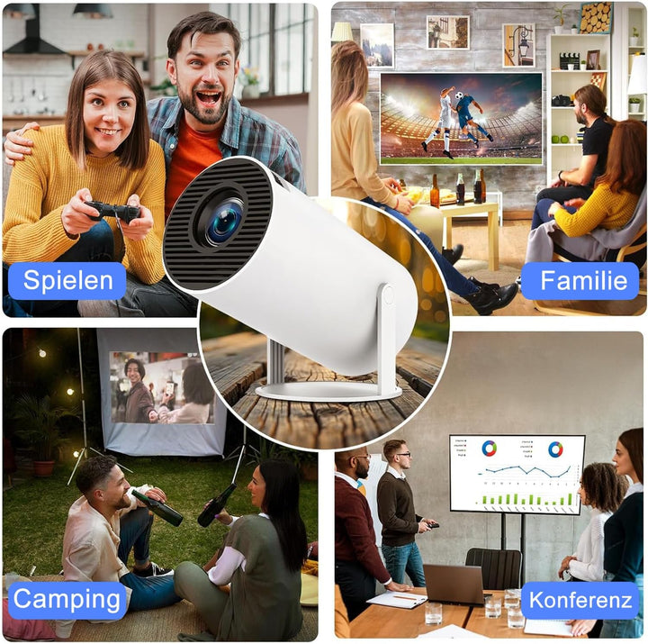 Mini Projektor mit WiFi 6 und BT 5.2, Full HD 1080P Unterstützt Mini Beamer, Portabler Heimkino Beam