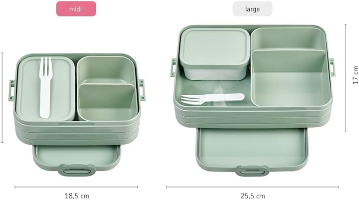 Mepal Brotdose Midi - Brotdose mit Bento Box - Für 2 Sandwiches oder 4 Brotscheiben - Lunchbox für k