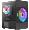 Aerocool ATOMICLITE V1, Micro-ATX Gaming Gehäuse, Front Mesh+2 Lüfter FRGB, Schwarz Schwarz ATOMICLI