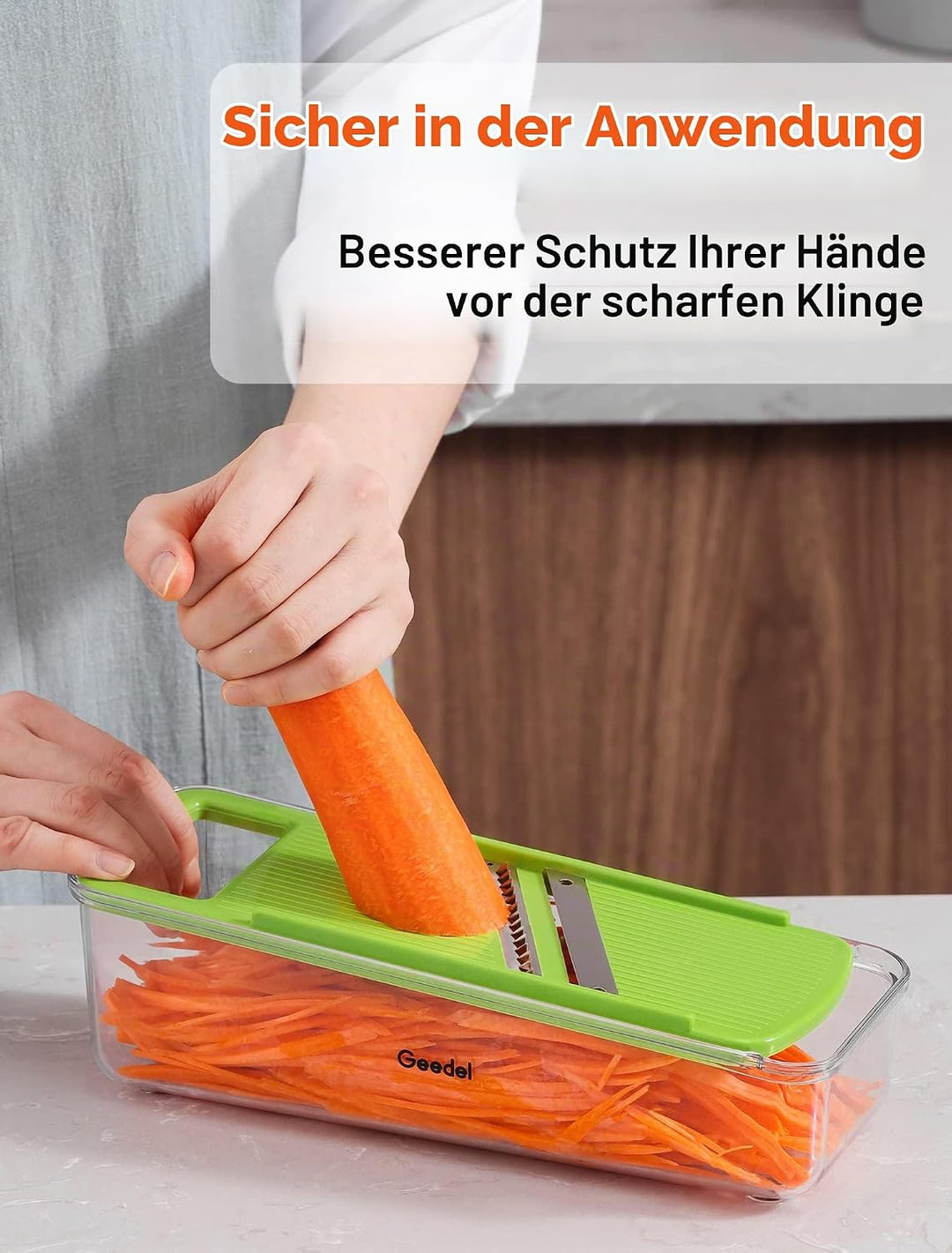 Geedel 4 in 1 Multifunktion Mandoline Gemüsehobel, Zwiebelschneider Gemüseschneider Manuell Käsereib