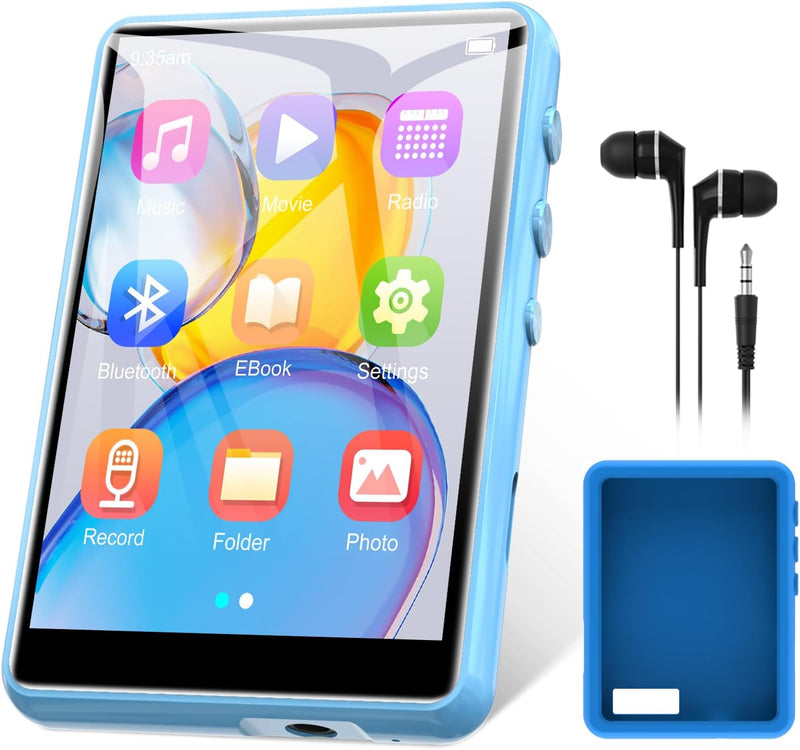 ZAQE 64GB MP3 Player Bluetooth 5.3 Stabil, 2.4" Touchscreen Walkman MP3 Bluetooth Tragbarer, HiFi MP