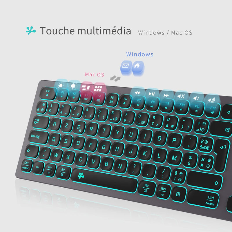 B.FRIENDIT Tastatur mit Hintergrundbeleuchtung, kabelgebunden, Slim – mit Aluminiumgehäuse, Ziffernb