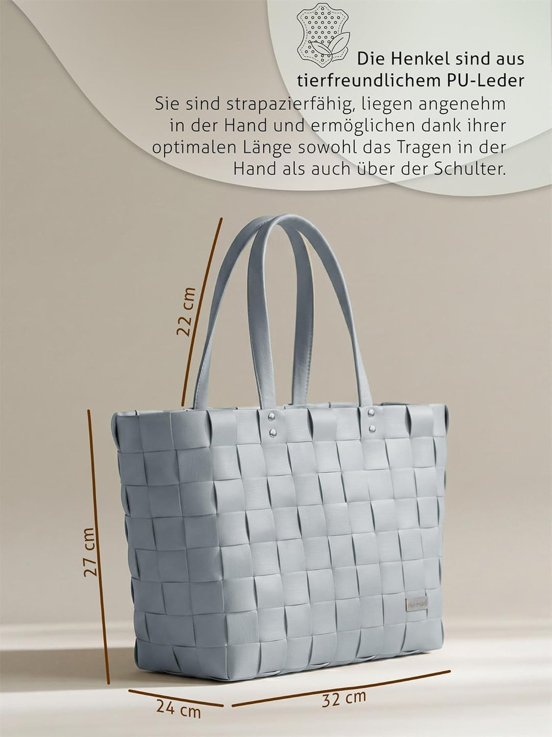 Einkaufstasche/Tragetasche mit Henkel - Einkaufskorb aus Kunststoff - Grosser Damen Shopper robust u