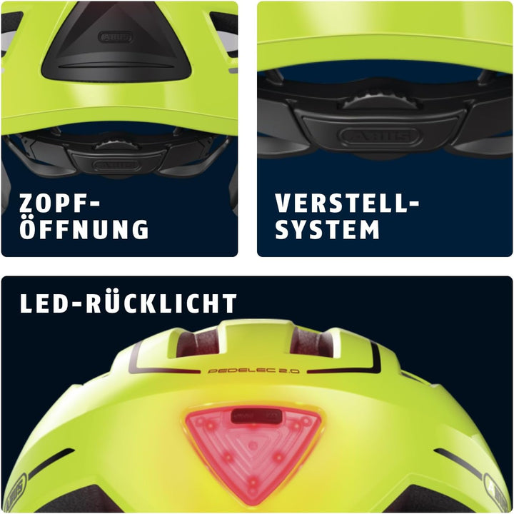 ABUS Stadthelm Pedelec 2.0 ACE - Fahrradhelm mit Rücklicht, Visier, Regenhaube, Ohrenschutz - für Da