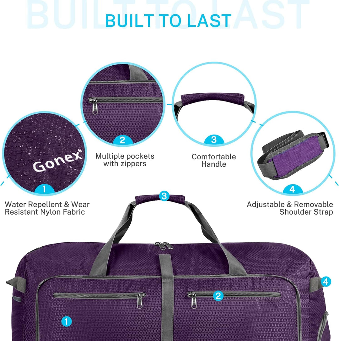 Gonex Faltbares Reisegepäck Leicht 40/60/80/100/150L Grosse Reisetasche Sporttasche für Reise Gym Ur