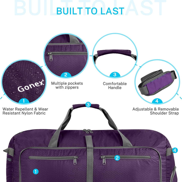 Gonex Faltbares Reisegepäck Leicht 40/60/80/100/150L Grosse Reisetasche Sporttasche für Reise Gym Ur