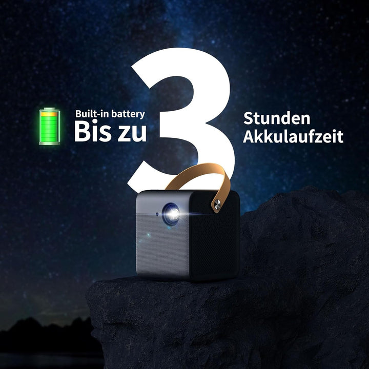 WEMAX Dice 1080p FHD Tragbarer Projektor für Filme im Freien, 700 ANSI Lumen,Android TV 9.0 Smart Sy